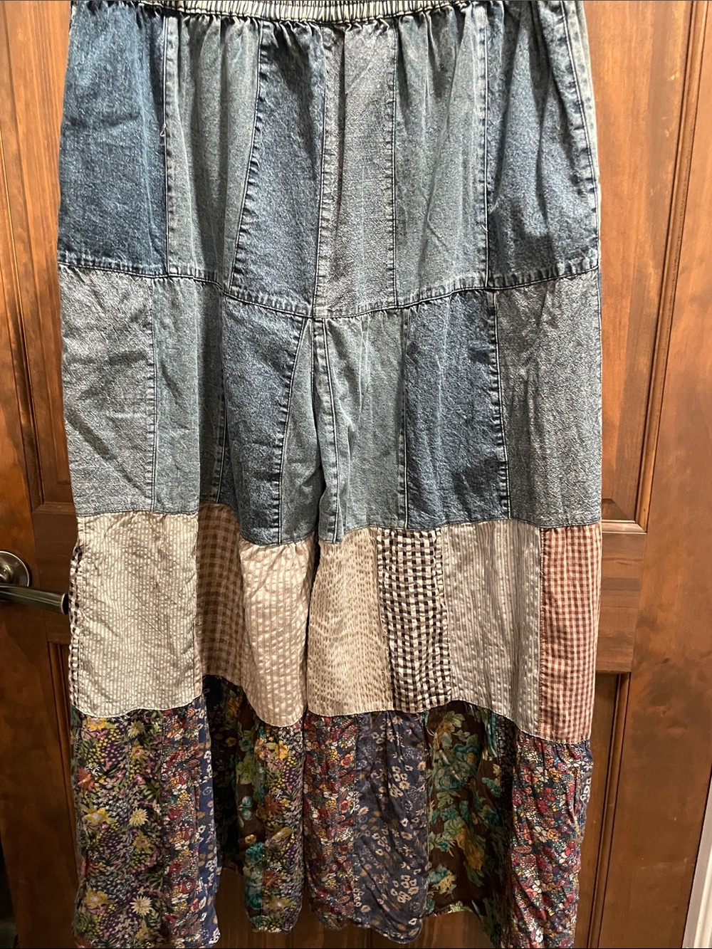Young Threads Bohemian Patchwork Wide-Leg Jeans in Denim Blue - Picture 9 of 10